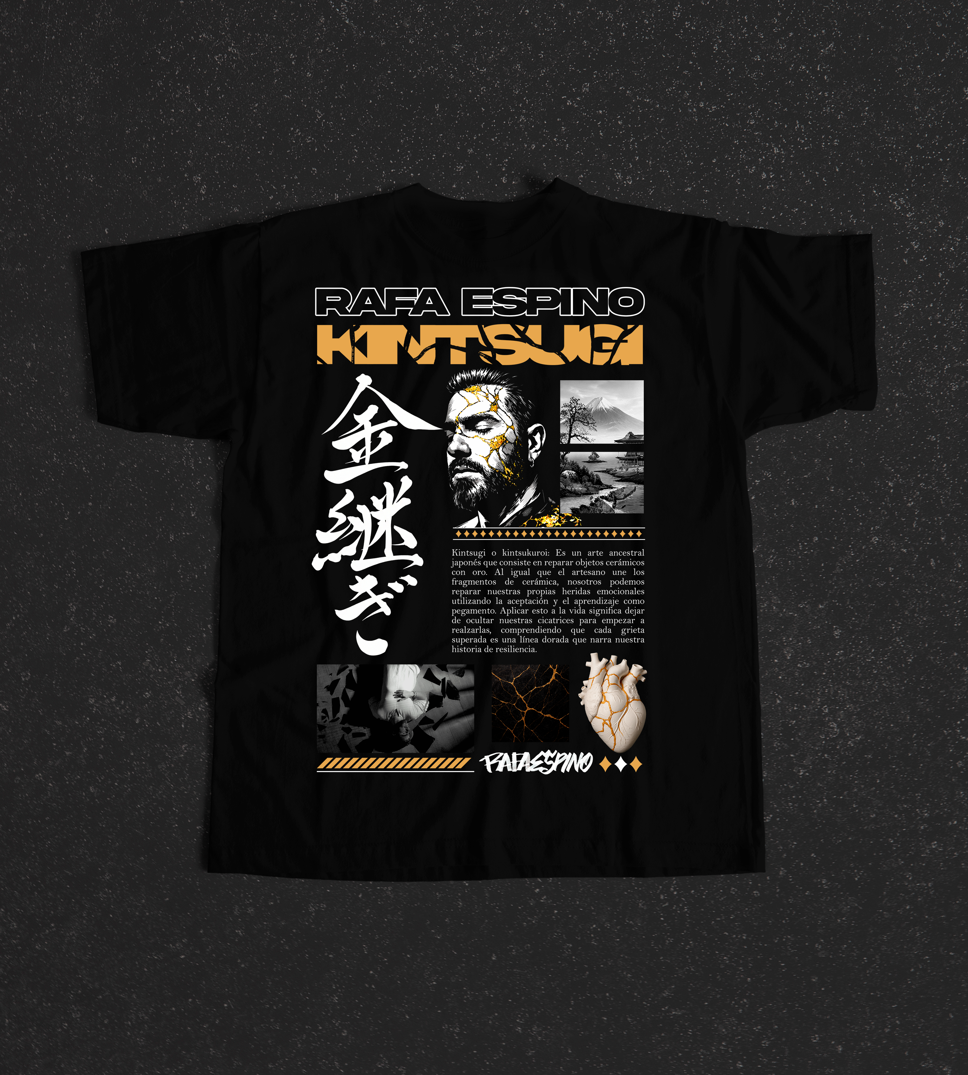 Camiseta negra kanji Detras